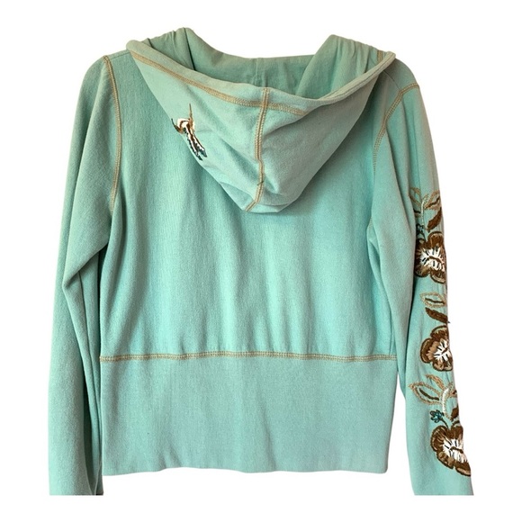 Roxy ZipUp Hoodie Floral Embroidered Beading! Rare and Super Soft! - Picture 2 of 11
